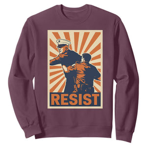Resist Marine Veteran Political Protest Sweatshirt America First Anti War TS02 Maroon Print Your Wear