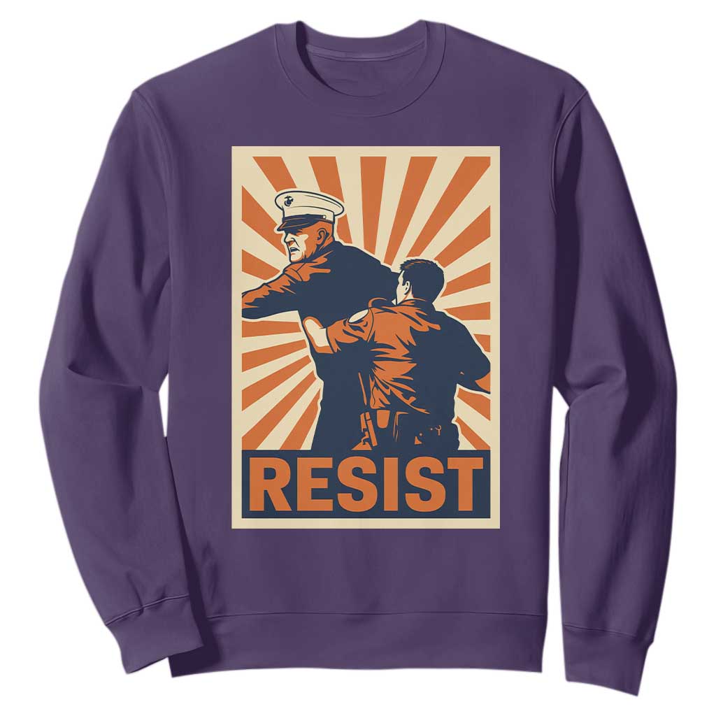 Resist Marine Veteran Political Protest Sweatshirt America First Anti War TS02 Purple Print Your Wear