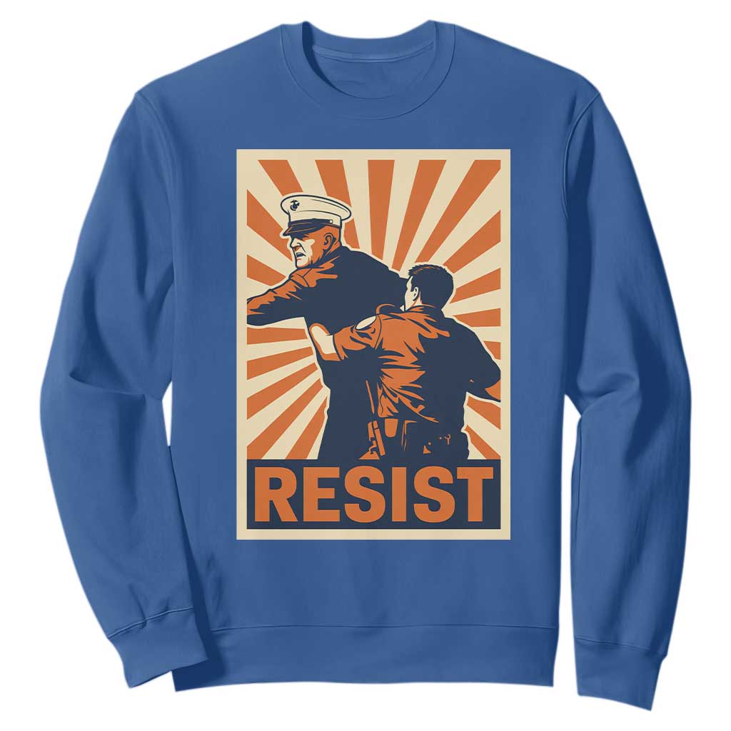 Resist Marine Veteran Political Protest Sweatshirt America First Anti War TS02 Royal Blue Print Your Wear