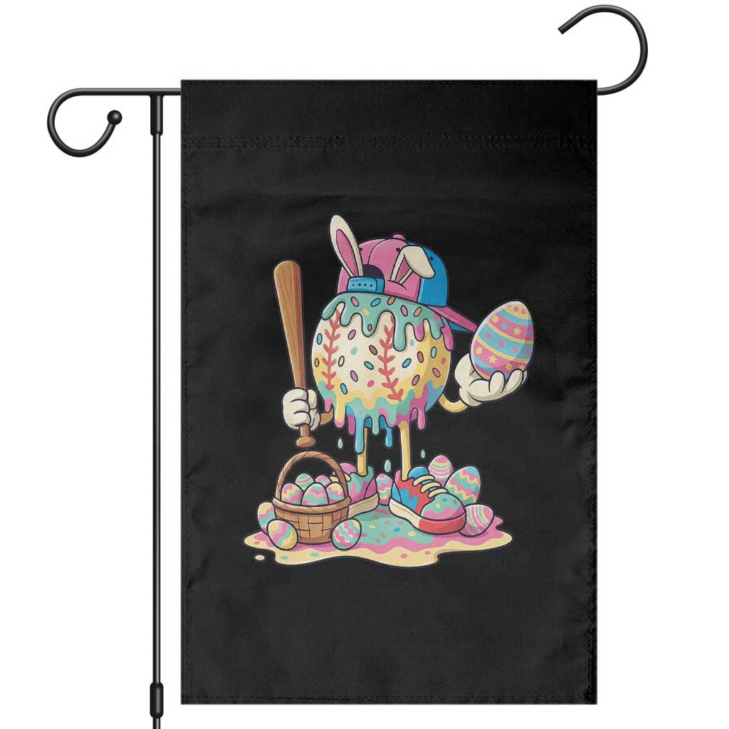 Funny Baseball Easter Bunny Graphic Garden Flag Colorful Drip Egg Hunt Sports Mashup TS02 Black Print Your Wear