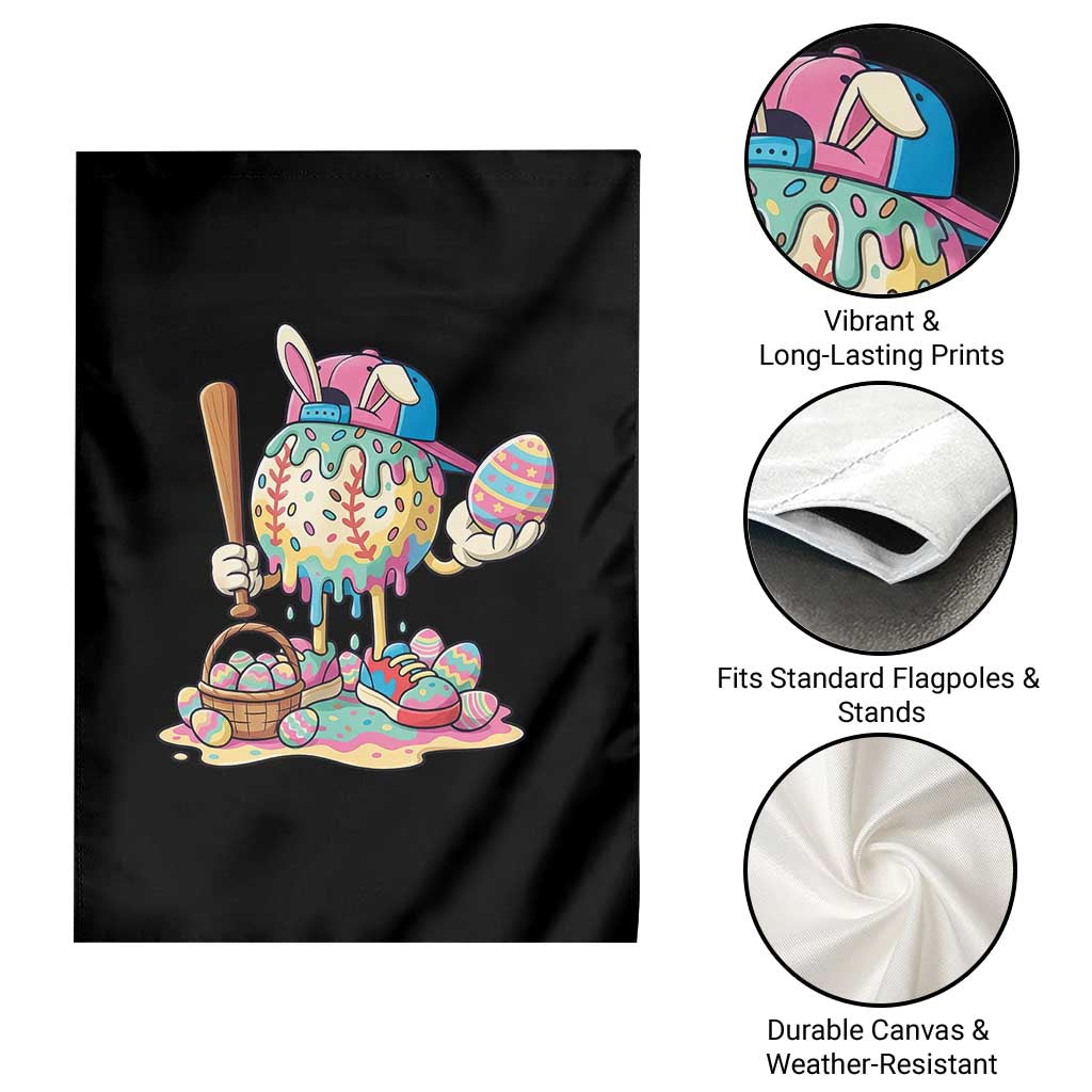 Funny Baseball Easter Bunny Graphic Garden Flag Colorful Drip Egg Hunt Sports Mashup TS02 Print Your Wear