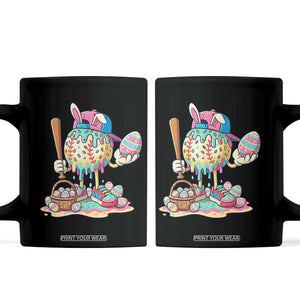 Funny Baseball Easter Bunny Graphic Coffee Mug Colorful Drip Egg Hunt Sports Mashup TS02 Black Print Your Wear