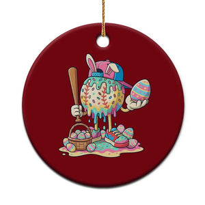 Funny Baseball Easter Bunny Graphic Ceramic Ornament Colorful Drip Egg Hunt Sports Mashup TS02 1pc Red Print Your Wear