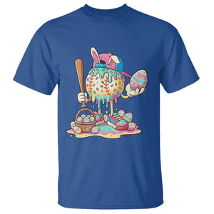 Funny Baseball Easter Bunny Graphic T Shirt Colorful Drip Egg Hunt Sports Mashup TS02 Royal Blue Print Your Wear