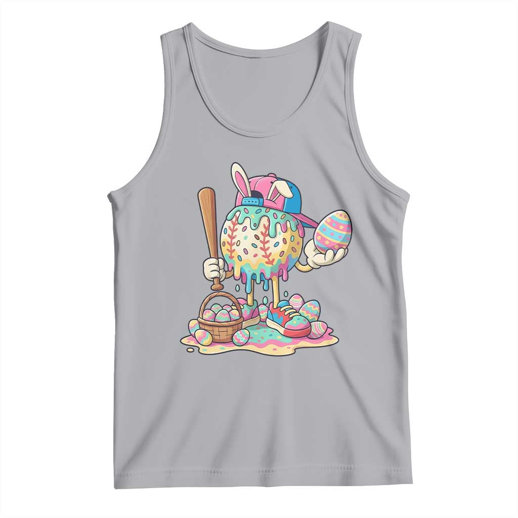 Funny Baseball Easter Bunny Graphic Tank Top Colorful Drip Egg Hunt Sports Mashup TS02 Athletic Heather Print Your Wear