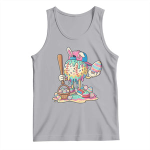 Funny Baseball Easter Bunny Graphic Tank Top Colorful Drip Egg Hunt Sports Mashup TS02 Athletic Heather Print Your Wear