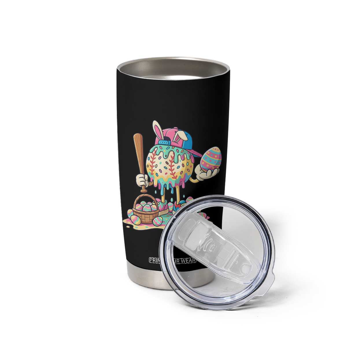Funny Baseball Easter Bunny Graphic Tumbler Cup Colorful Drip Egg Hunt Sports Mashup TS02 Print Your Wear