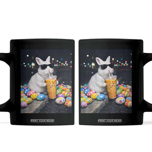 Cool Easter Bunny Drinking Iced Coffee Graphic Coffee Mug Funny Sunglasses Rabbit Spring Aesthetic TS02 Black Print Your Wear