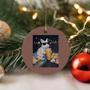 Cool Easter Bunny Drinking Iced Coffee Graphic Ceramic Ornament Funny Sunglasses Rabbit Spring Aesthetic TS02 1pc Mocha Print Your Wear