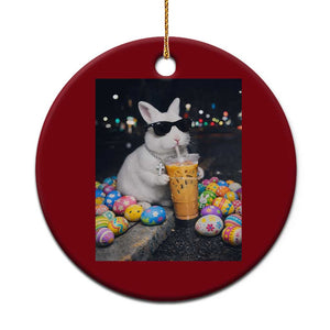 Cool Easter Bunny Drinking Iced Coffee Graphic Ceramic Ornament Funny Sunglasses Rabbit Spring Aesthetic TS02 1pc Red Print Your Wear