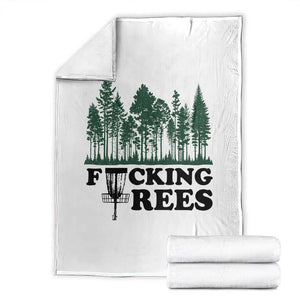Funny Forest Disc Golf Humor Fcking Trees Throw Blanket TS02 White Print Your Wear