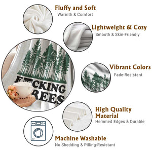 Funny Forest Disc Golf Humor Fcking Trees Throw Blanket TS02 Print Your Wear