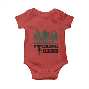 Funny Forest Disc Golf Humor Fcking Trees Baby Onesie TS02 Red Print Your Wear
