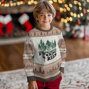 Funny Forest Disc Golf Humor Fcking Trees Ugly Christmas Sweater TS02 Mocha Mousse Print Your Wear