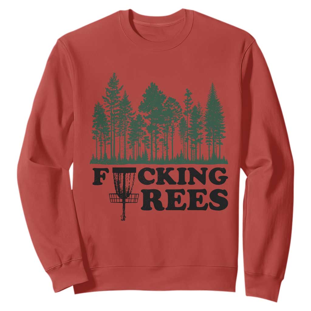 Funny Forest Disc Golf Humor Fcking Trees Sweatshirt TS02 Red Print Your Wear