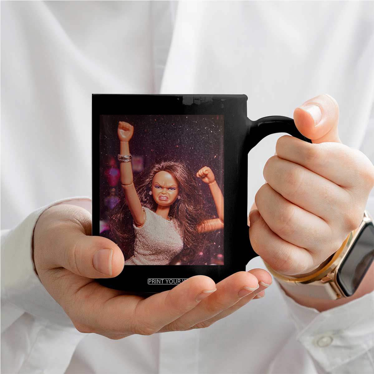 Funny Angry Doll Face Meme Graphic Coffee Mug Unhinged Baby Stankface Reaction TS02 Print Your Wear