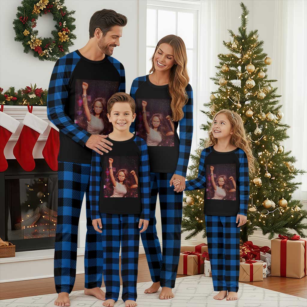 Funny Angry Doll Face Meme Graphic Plaid Pajama Set Unhinged Baby Stankface Reaction TS02 Blue Plaid Print Your Wear