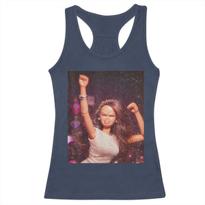 Funny Angry Doll Face Meme Graphic Racerback Tank Top Unhinged Baby Stankface Reaction TS02 Navy Print Your Wear