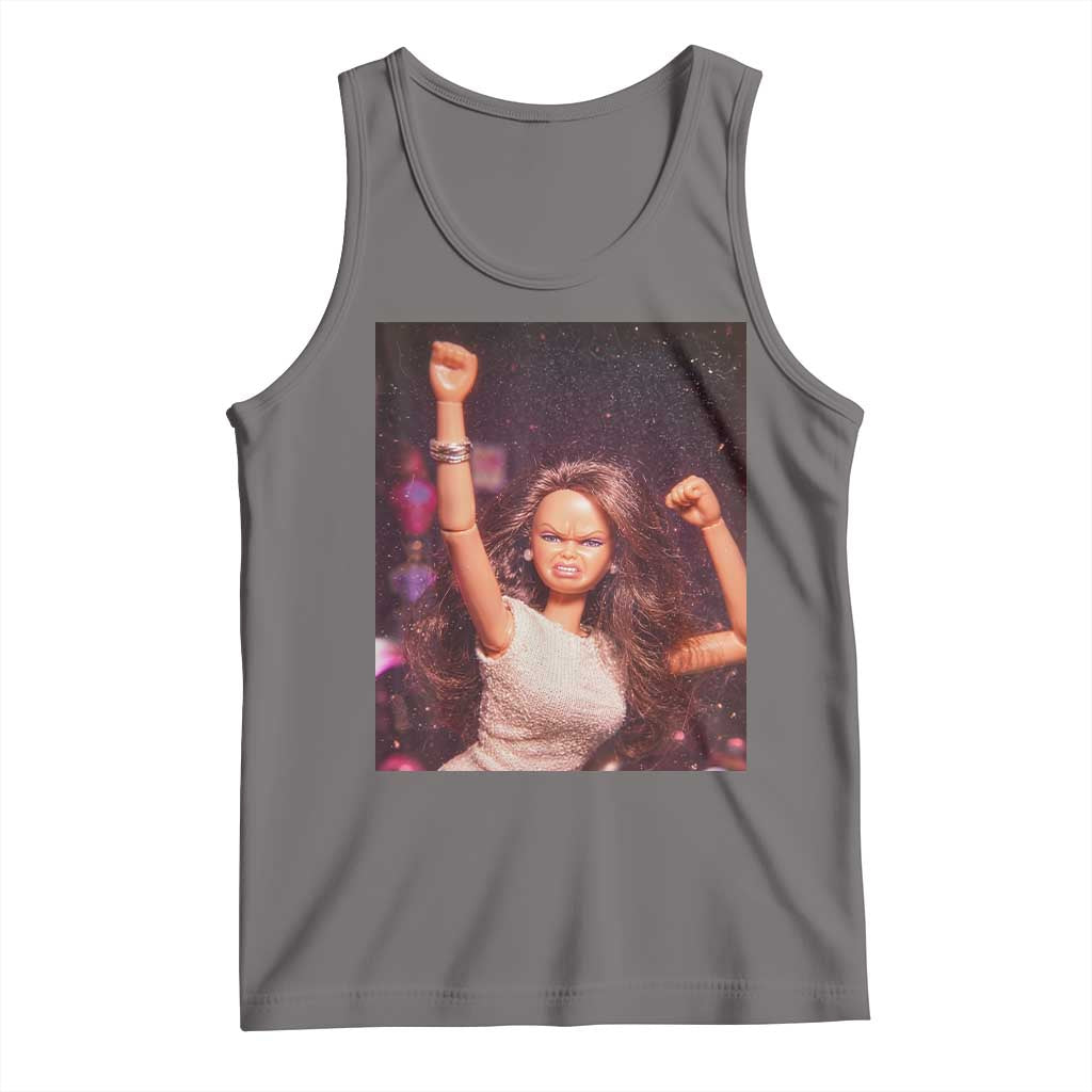 Funny Angry Doll Face Meme Graphic Tank Top Unhinged Baby Stankface Reaction TS02 Deep Heather Print Your Wear