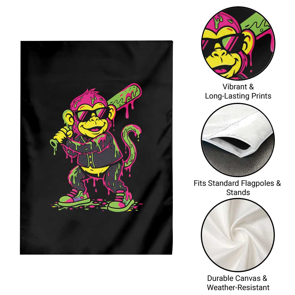 Neon Dripping Monkey Baseball Graphic Garden Flag Ball Party Game Day Vibes TS02 Print Your Wear