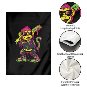 Neon Dripping Monkey Baseball Graphic Garden Flag Ball Party Game Day Vibes TS02 Print Your Wear