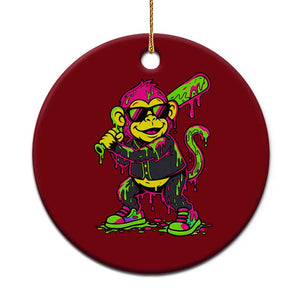 Neon Dripping Monkey Baseball Graphic Ceramic Ornament Ball Party Game Day Vibes TS02 1pc Red Print Your Wear