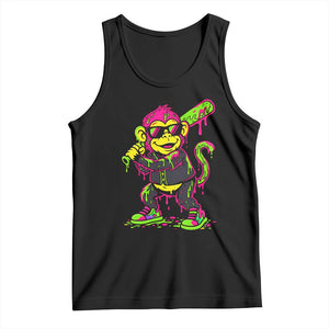 Neon Dripping Monkey Baseball Graphic Tank Top Ball Party Game Day Vibes TS02 Black Print Your Wear