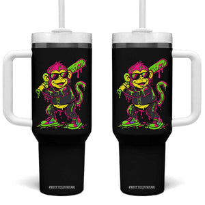 Neon Dripping Monkey Baseball Graphic Tumbler With Handle Ball Party Game Day Vibes TS02 One Size: 40 oz Black Print Your Wear