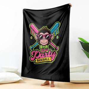 Lets Party Baseball Monkey Game Day Throw Blanket Neon Dripping Bats Funny Baseball Fan Party Ball TS02 Print Your Wear
