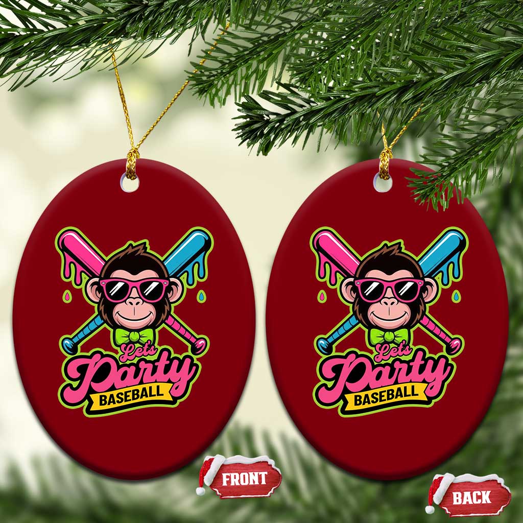 Lets Party Baseball Monkey Game Day Ceramic Ornament Neon Dripping Bats Funny Baseball Fan Party Ball TS02 Print Your Wear