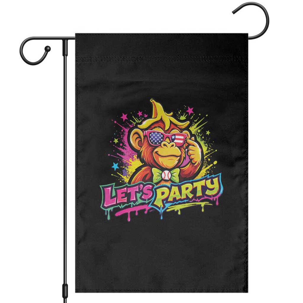 Lets Party Baseball Monkey Colorful Graphic Garden Flag American Flag Game Day Fans Ball Party Vibes TS02 Black Print Your Wear