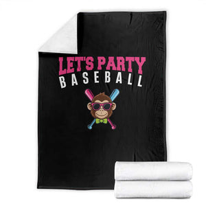Let's Party Baseball Monkey Throw Blanket Ball Party Game Day Vibes TS02 Black Print Your Wear