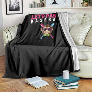 Let's Party Baseball Monkey Throw Blanket Ball Party Game Day Vibes TS02 Print Your Wear