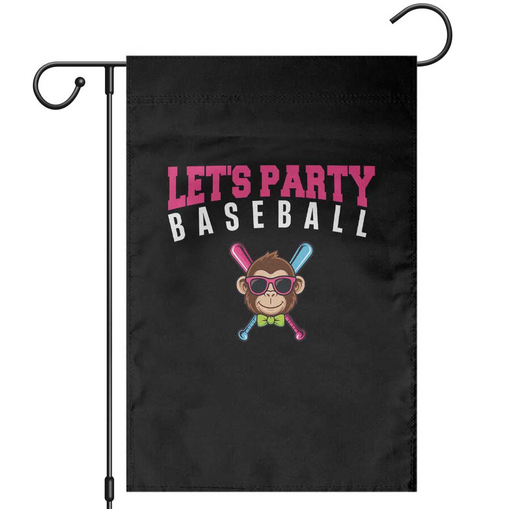 Let's Party Baseball Monkey Garden Flag Ball Party Game Day Vibes TS02 Black Print Your Wear