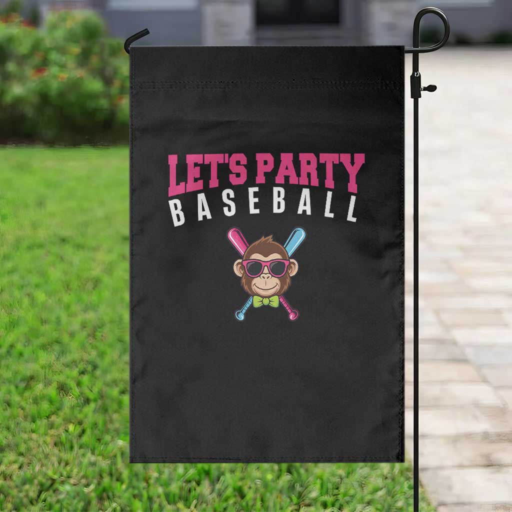 Let's Party Baseball Monkey Garden Flag Ball Party Game Day Vibes TS02 Print Your Wear
