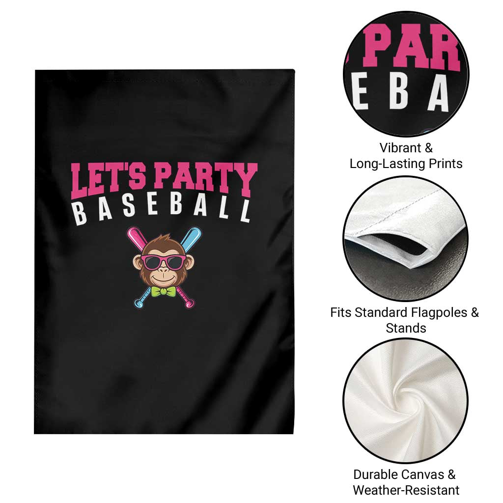 Let's Party Baseball Monkey Garden Flag Ball Party Game Day Vibes TS02 Print Your Wear