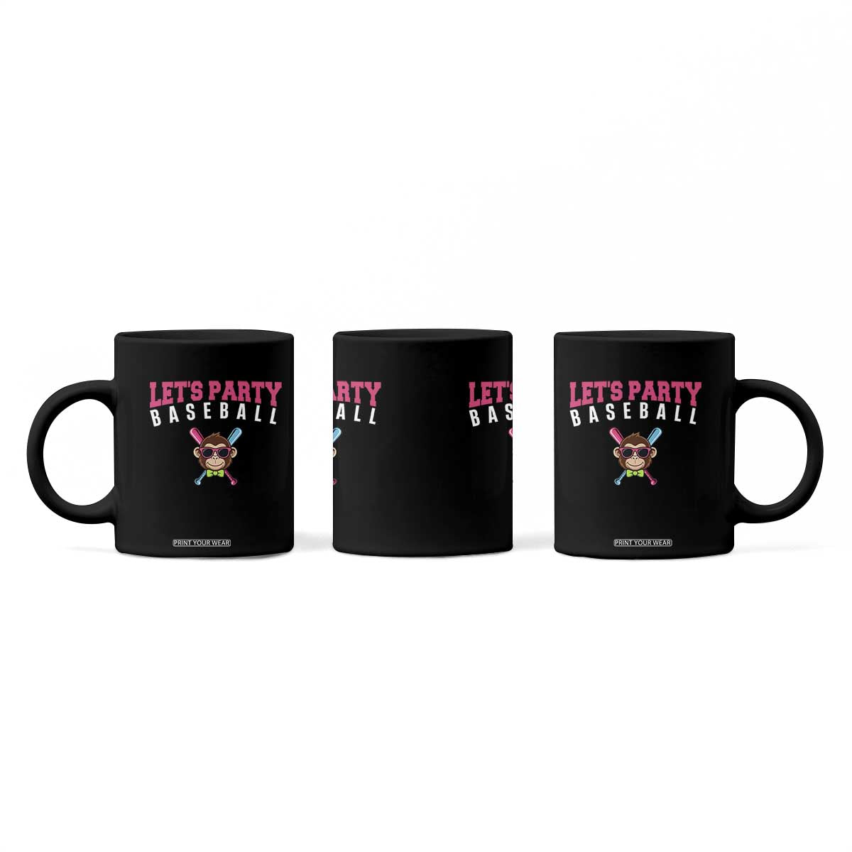 Let's Party Baseball Monkey Coffee Mug Ball Party Game Day Vibes TS02 Print Your Wear