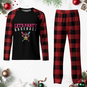 Let's Party Baseball Monkey Plaid Pajama Set Ball Party Game Day Vibes TS02 Buffalo Plaid Print Your Wear