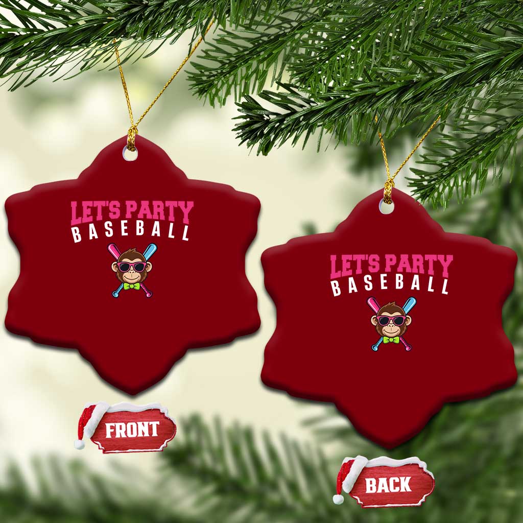Let's Party Baseball Monkey Ceramic Ornament Ball Party Game Day Vibes TS02 Print Your Wear