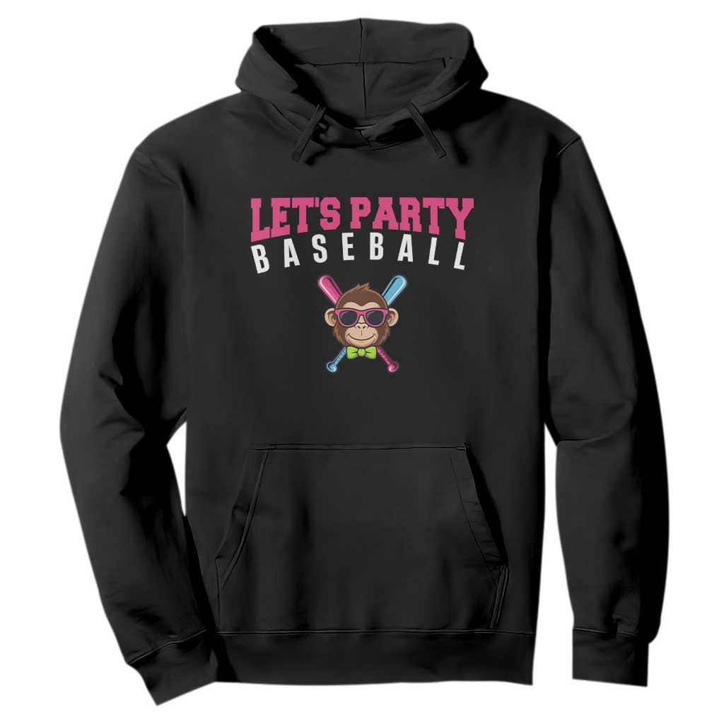 Let's Party Baseball Monkey Hoodie Ball Party Game Day Vibes TS02 Black Print Your Wear