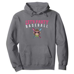 Let's Party Baseball Monkey Hoodie Ball Party Game Day Vibes TS02 Charcoal Print Your Wear