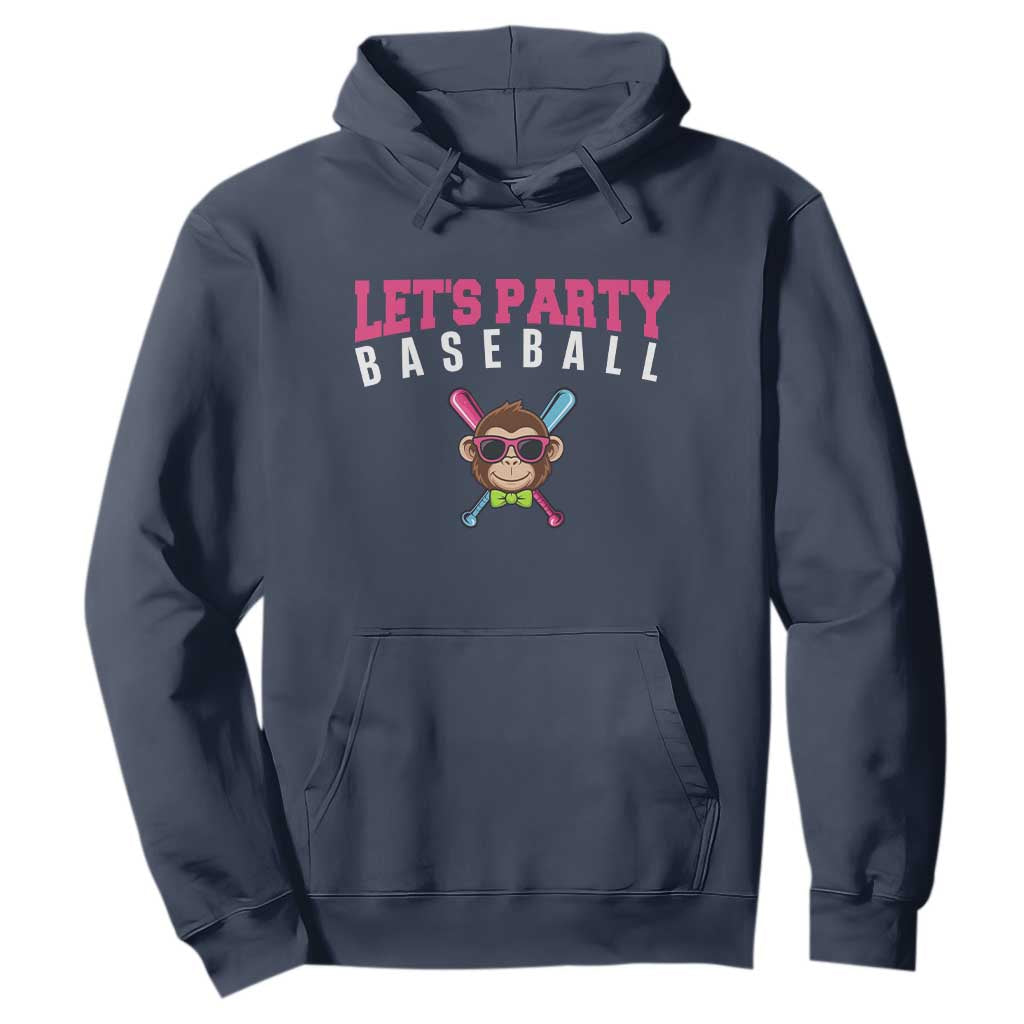 Let's Party Baseball Monkey Hoodie Ball Party Game Day Vibes TS02 Navy Print Your Wear
