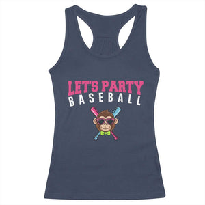 Let's Party Baseball Monkey Racerback Tank Top Ball Party Game Day Vibes TS02 Navy Print Your Wear