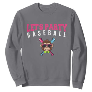 Let's Party Baseball Monkey Sweatshirt Ball Party Game Day Vibes TS02 Charcoal Print Your Wear