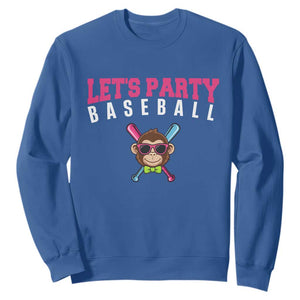 Let's Party Baseball Monkey Sweatshirt Ball Party Game Day Vibes TS02 Royal Blue Print Your Wear