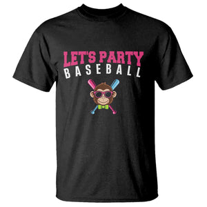Let's Party Baseball Monkey T Shirt Ball Party Game Day Vibes TS02 Black Print Your Wear