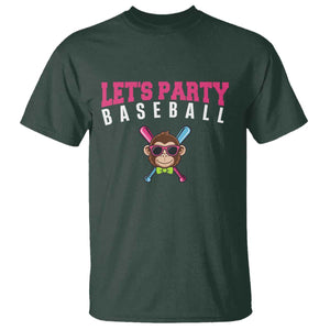Let's Party Baseball Monkey T Shirt Ball Party Game Day Vibes TS02 Dark Forest Green Print Your Wear