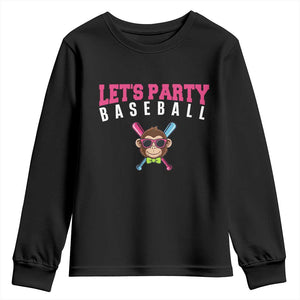 Let's Party Baseball Monkey Youth Sweatshirt Ball Party Game Day Vibes TS02 Black Print Your Wear