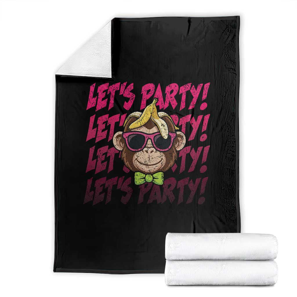Lets Party Monkey Baseball Throw Blanket Funny Ball Party Game Day Fans TS02 Black Print Your Wear