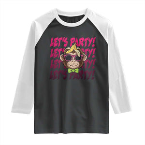 Lets Party Monkey Baseball Raglan Shirt Funny Ball Party Game Day Fans TS02 Black White Print Your Wear